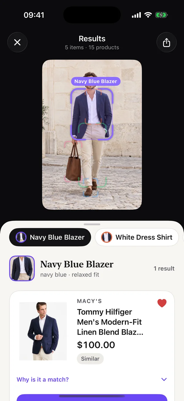 Lookhunt results for a navy blue blazer